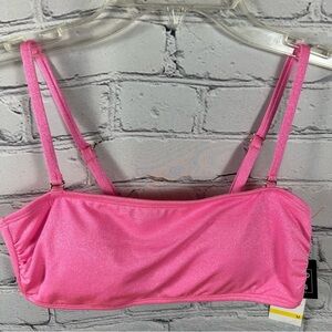California Waves Juniors’ Straight Bandeau Metallic Shine Tie Back Pink M NWT